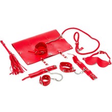 Zenn 9 Piece PU Leather Bondage Set red | AKTIONSPREIS