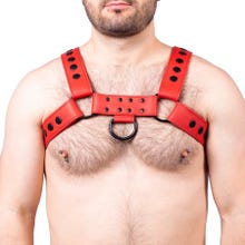 HardcoreDeLuxe Leather Harness Snap Druckknopf red