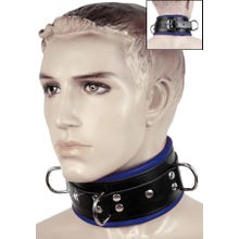 HardcoreDeLuxe - Premium-Halsfessel aus weichem Leder schwarz/blau