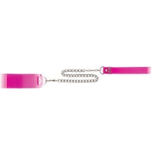 Halsfessel mit Leine - Pink Translucent Slave Collar with Velcro SUPERSALE