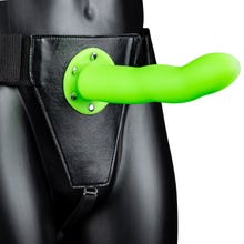 20 x 4,2 cm - Glow In The Dark - Hollow Strap-On - Curved - neon green